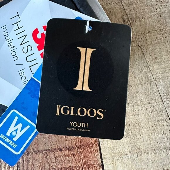 Igloos youth size S/M black waterproof 3M thinsulate isolant winter snow gloves - Picture 2 of 5